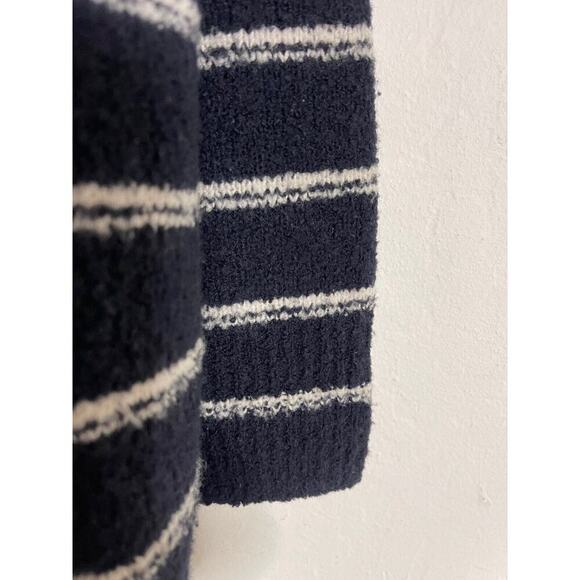 Vince S Cardigan Sweater Oversized Blue Striped Soft Wool Boyfriend Fit Chunky - Picture 4 of 6